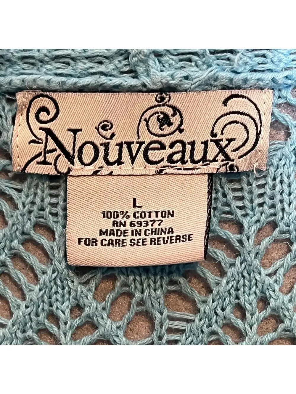 Vintage Y2K Light Blue Crochet Open Knit Cotton Shrug